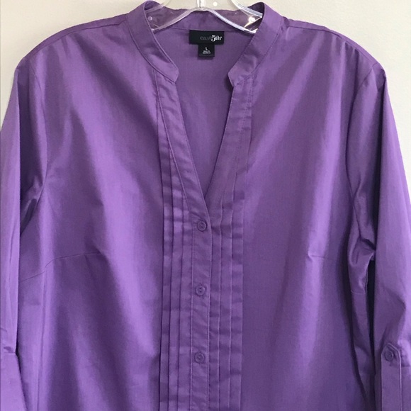 East 5th PURPLE LONG SLEEVE TUNIC W/ PLEATS - Picture 2 of 6